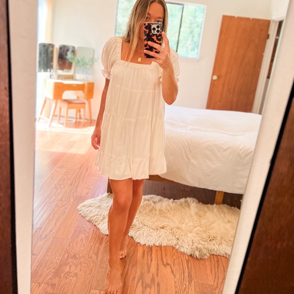 White Linen Prairie Dress - Picture 2 of 4